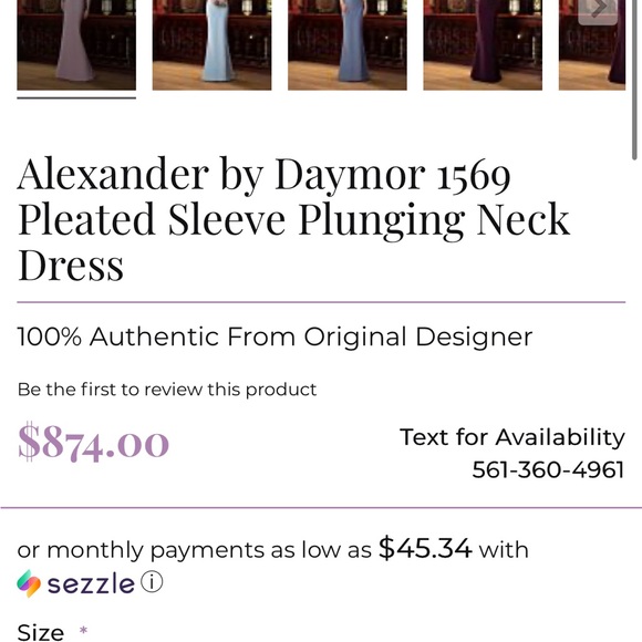Alexander by Daymor 1569 Pleated Sleeve Plunging Neck Dress blush - Picture 7 of 7